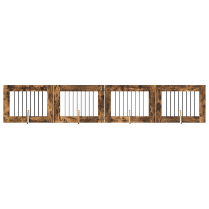 Cancello per cani con supporti 4 pcs Rovere Fumo 80 x 60 cm | homemem39