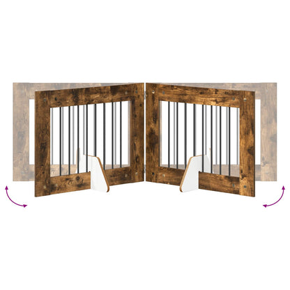 Cancello per cani con supporti 4 pcs Rovere Fumo 80 x 60 cm | homemem39
