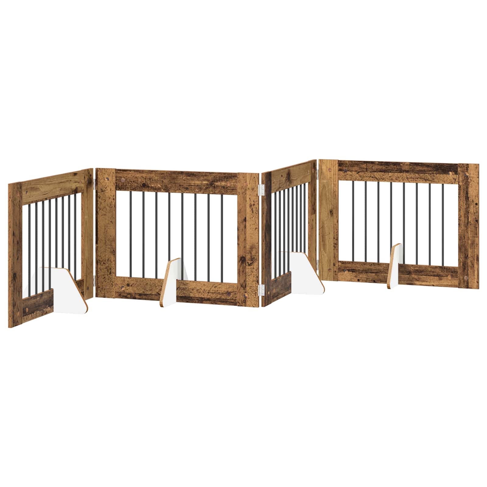 Cancello per cani con supporti 4 pcs Legno antico 80 x 60 cm | homemem39