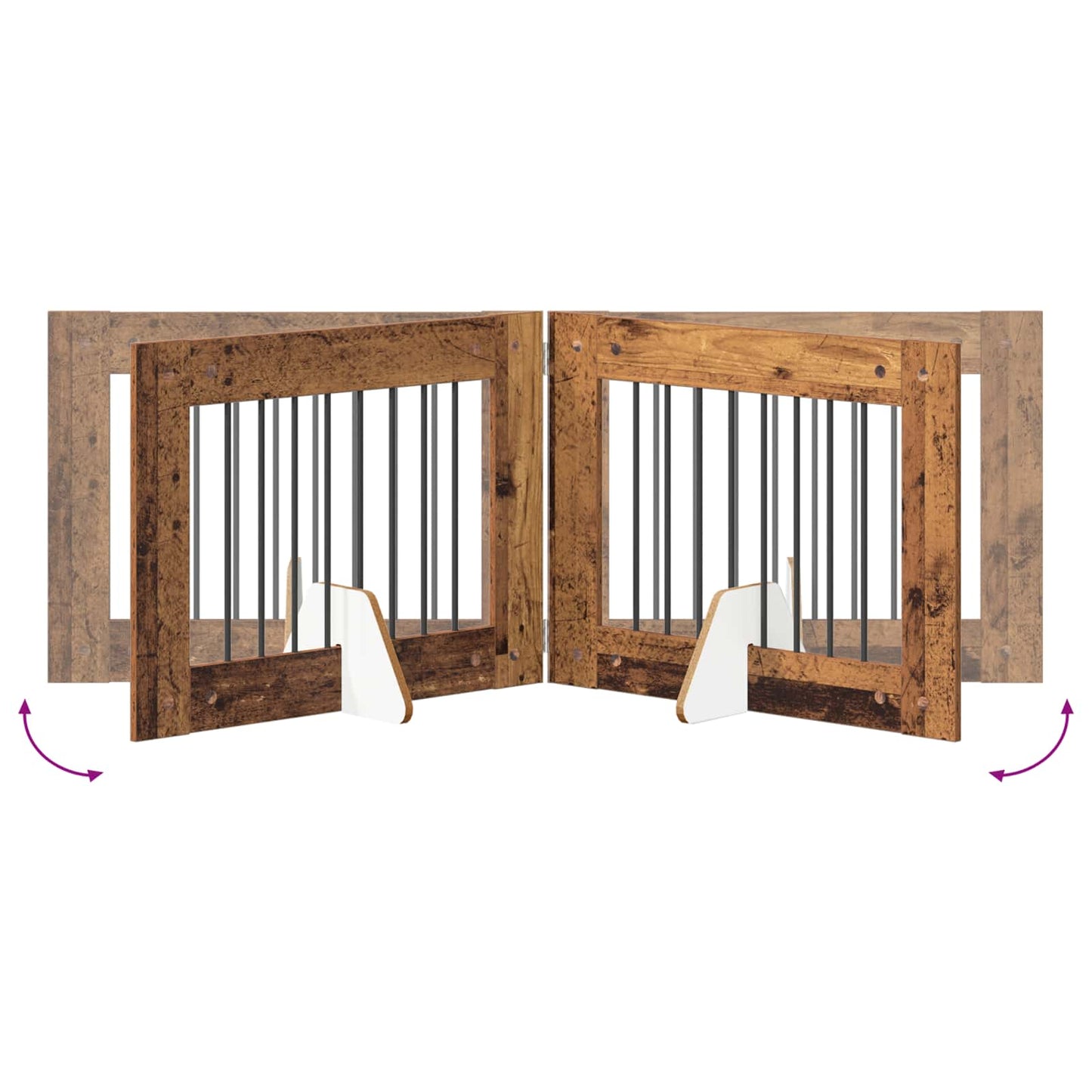 Cancello per cani con supporti 4 pcs Legno antico 80 x 60 cm | homemem39
