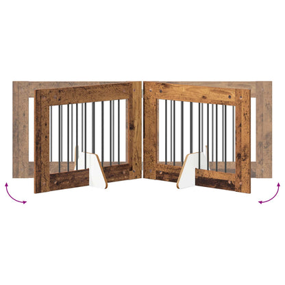 Cancello per cani con supporti 4 pcs Legno antico 80 x 60 cm | homemem39