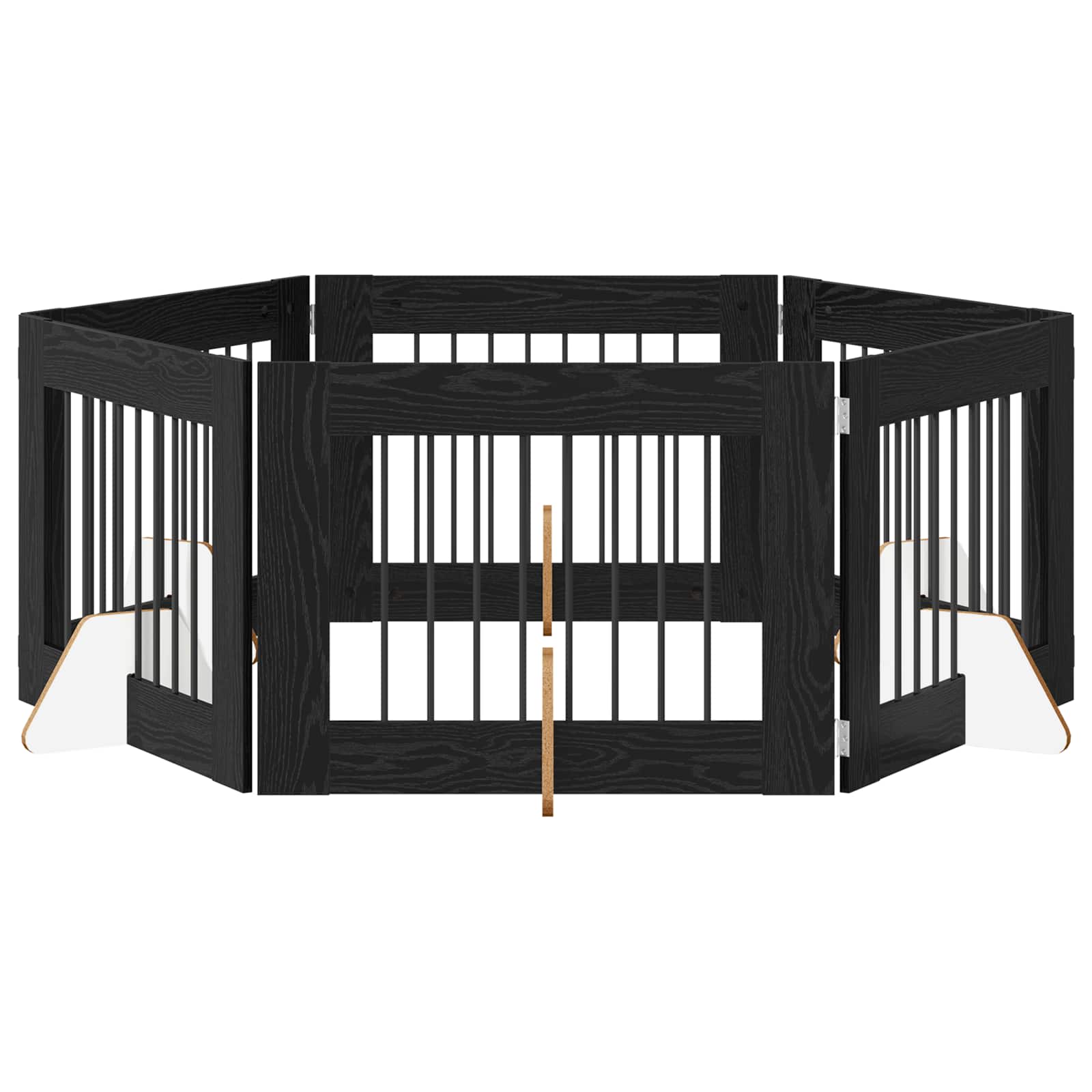 Cancello per cani con supporti 6 pcs Rovere Nero 80 x 60 cm | homemem39