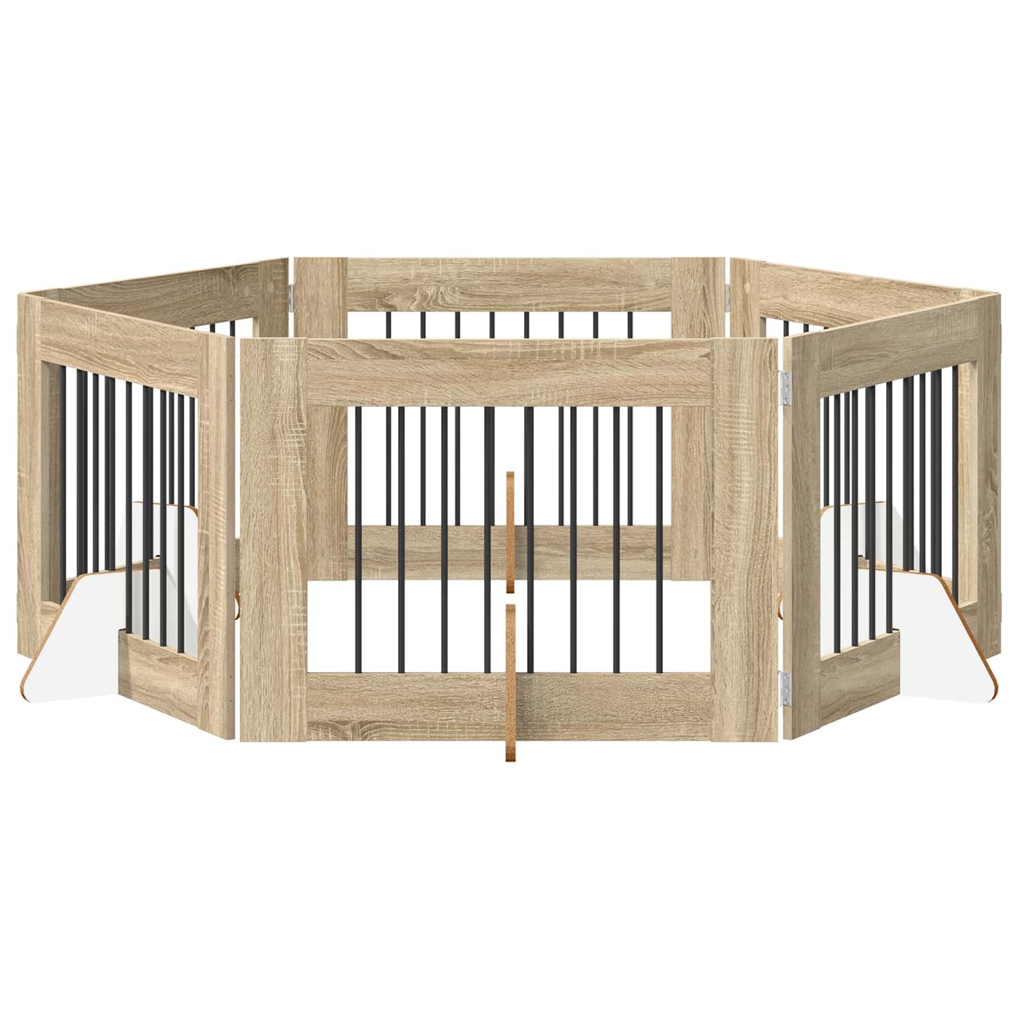 Cancello per cani con supporti 6 pcs Rovere Sonoma 80 x 60 cm | homemem39