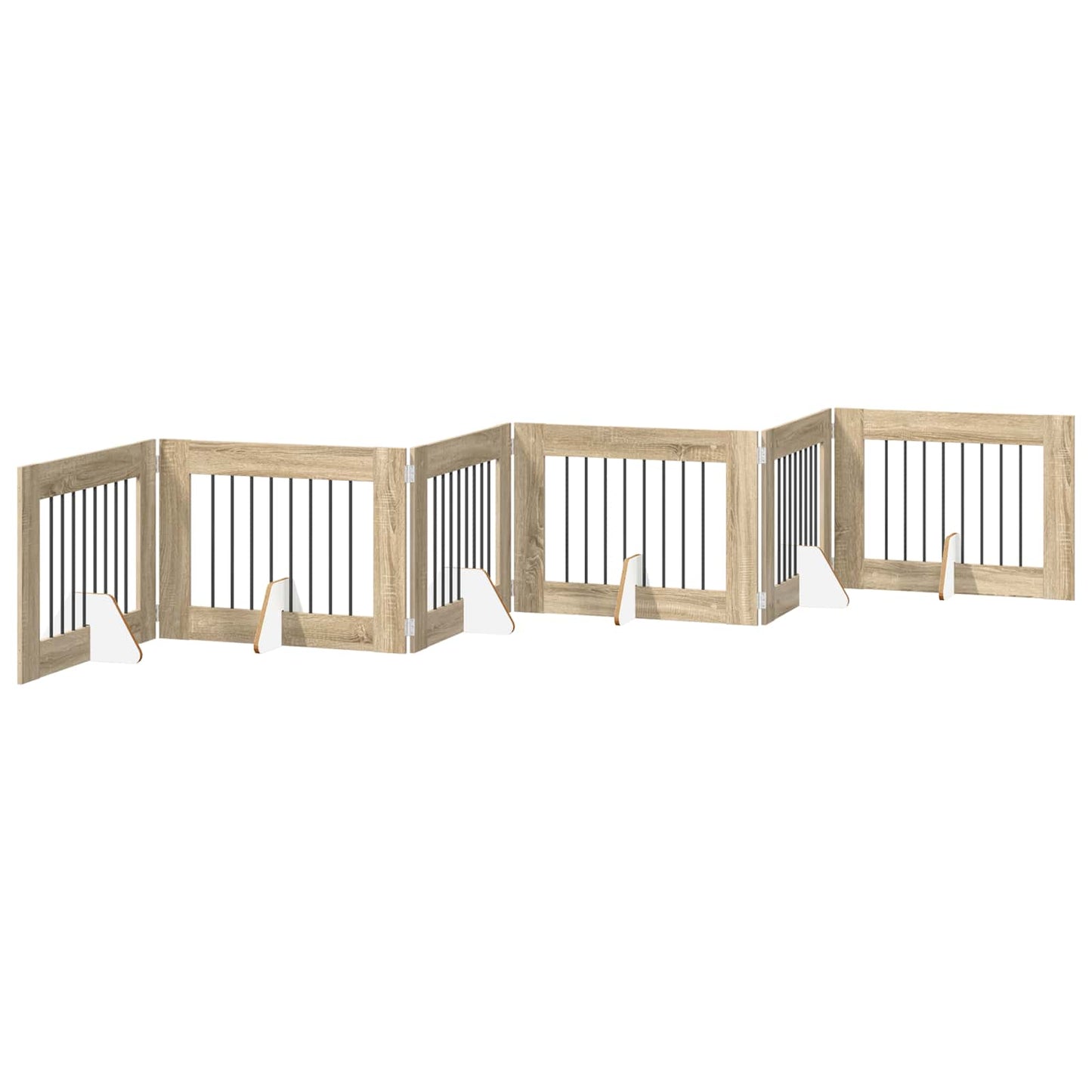 Cancello per cani con supporti 6 pcs Rovere Sonoma 80 x 60 cm | homemem39