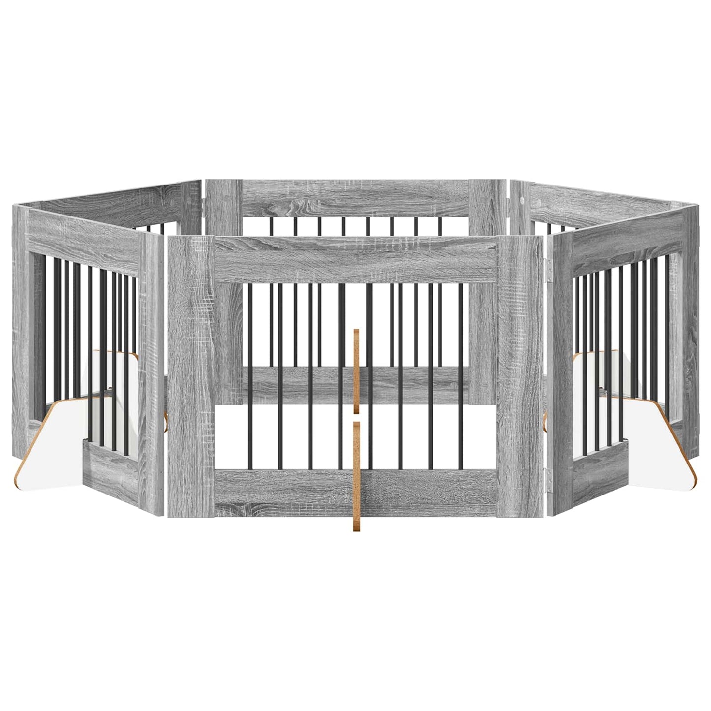 Cancello per cani con supporti 6 pcs Grigio Sonoma 80 x 60 cm | homemem39
