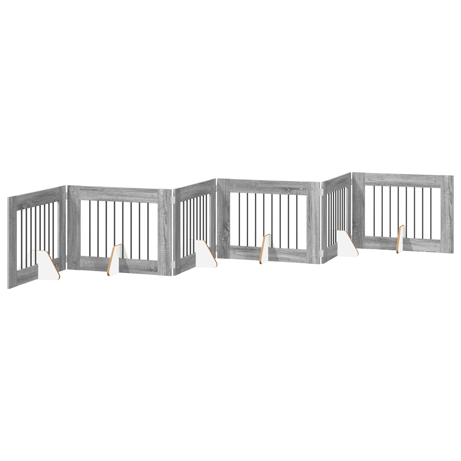 Cancello per cani con supporti 6 pcs Grigio Sonoma 80 x 60 cm | homemem39