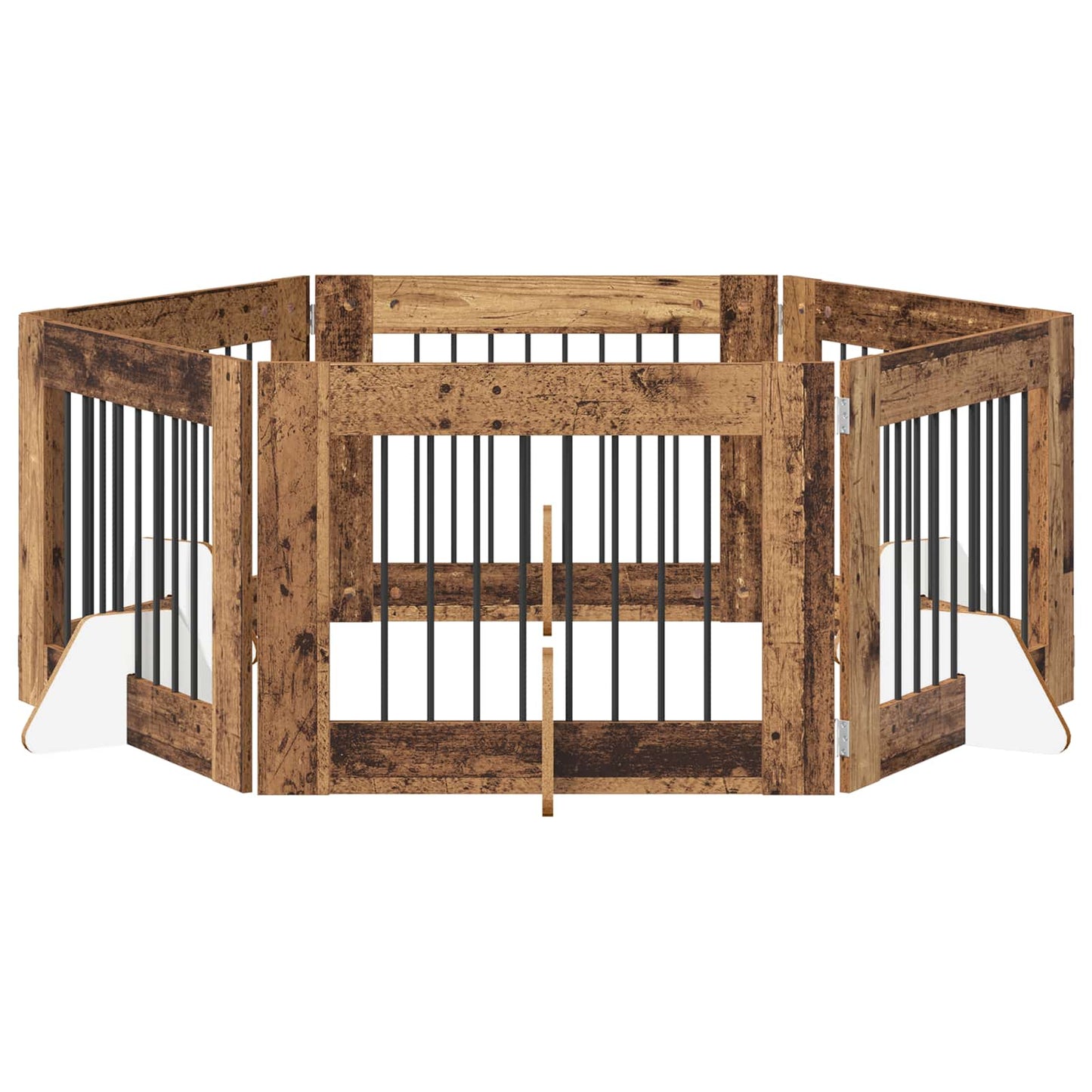 Cancello per cani con supporti 6 pcs Legno antico 80 x 60 cm | homemem39