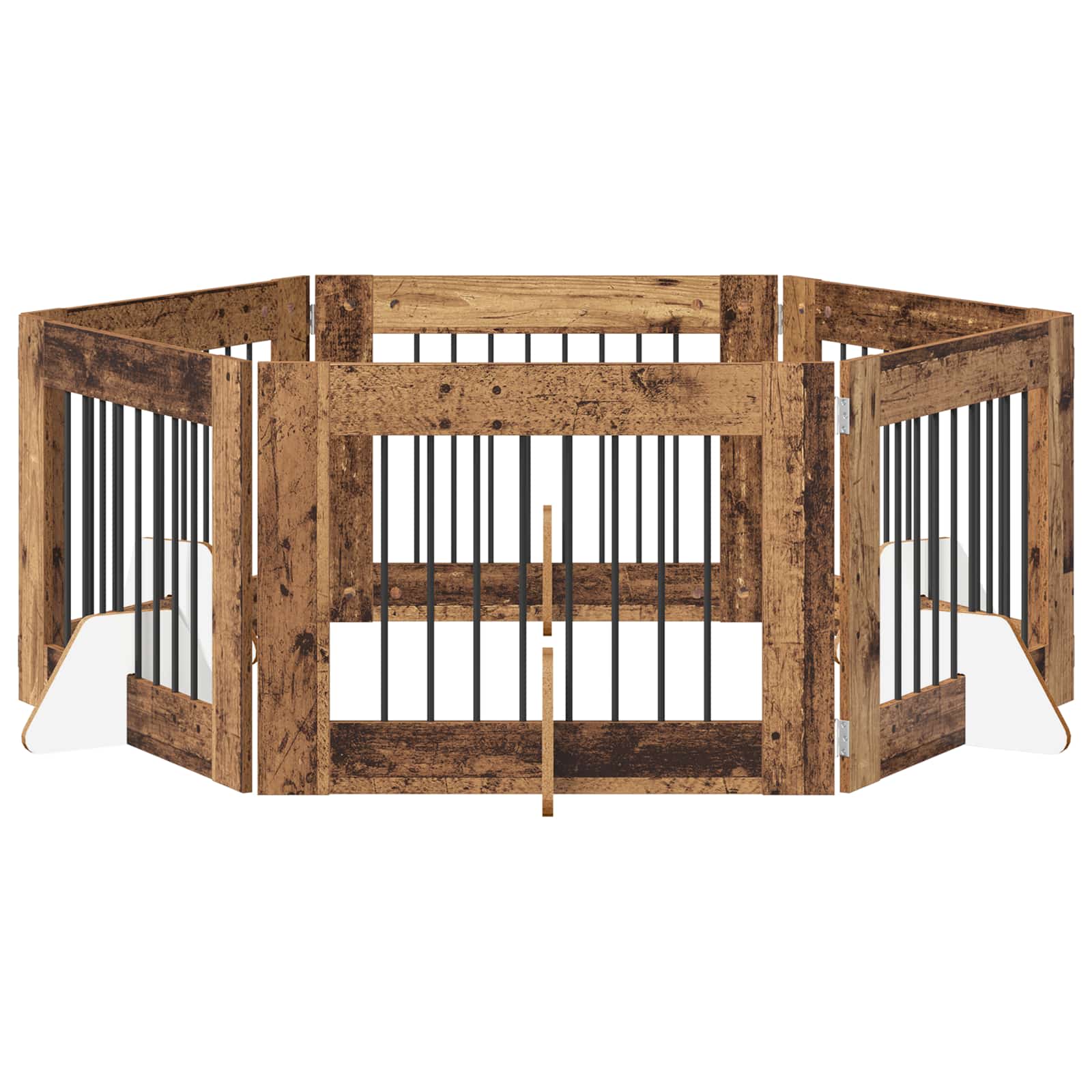 Cancello per cani con supporti 6 pcs Legno antico 80 x 60 cm | homemem39