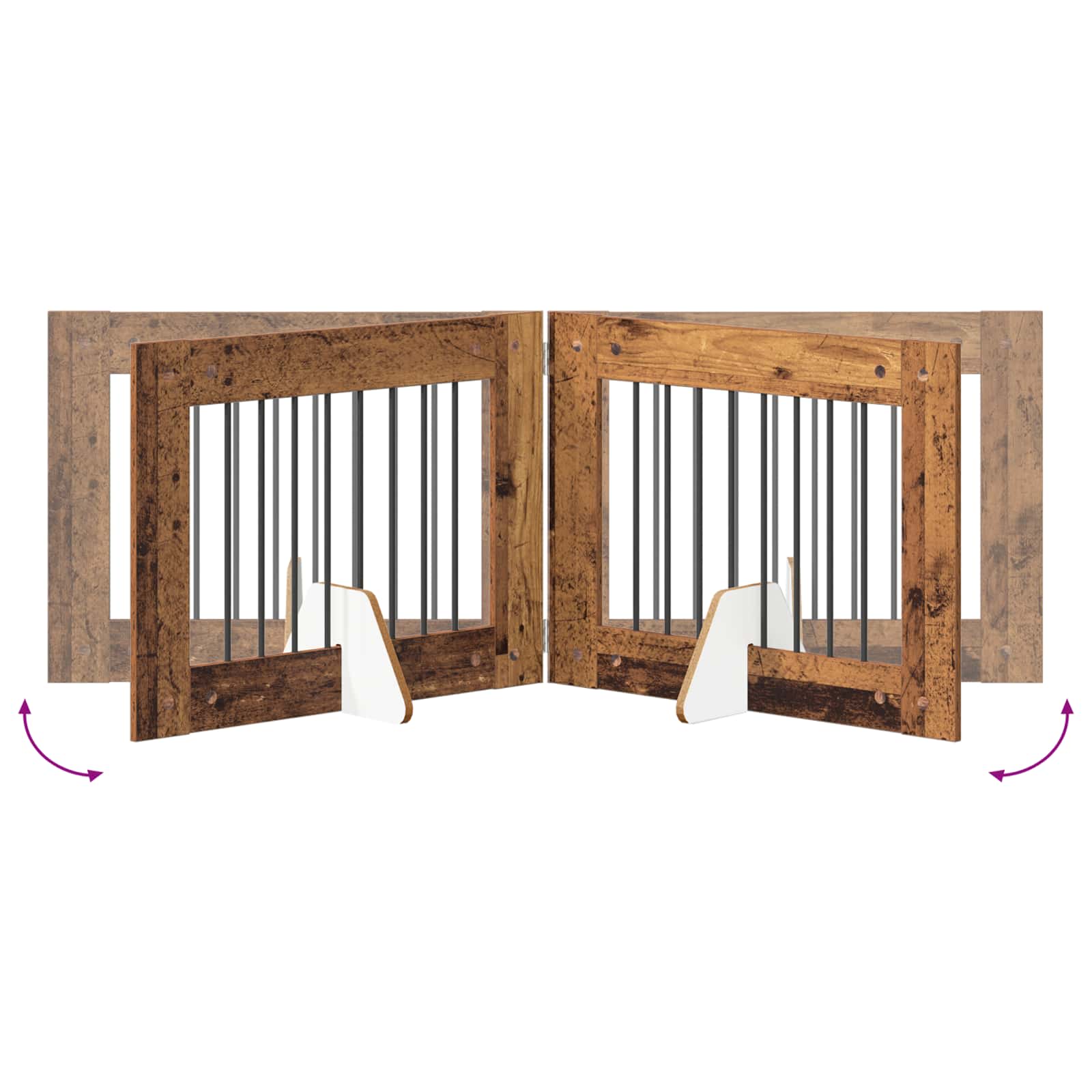 Cancello per cani con supporti 6 pcs Legno antico 80 x 60 cm | homemem39