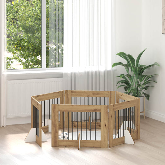 Cancello per cani con supporti 6 pcs Rovere Artigianale | homemem39
