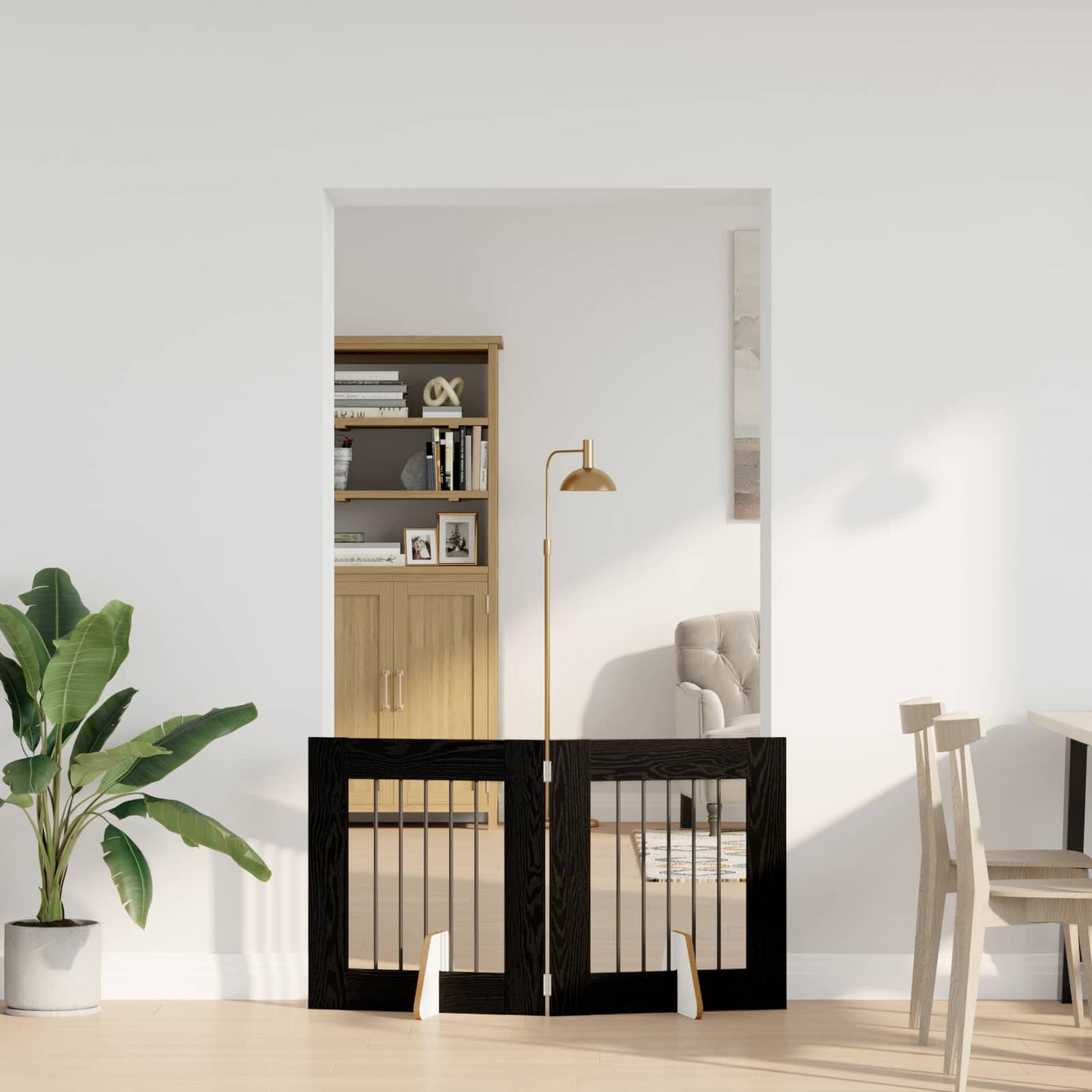 Cancello per cani con supporti 2 pcs Rovere Nero 60 x 60 cm | homemem39