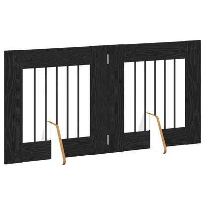 Cancello per cani con supporti 2 pcs Rovere Nero 60 x 60 cm | homemem39