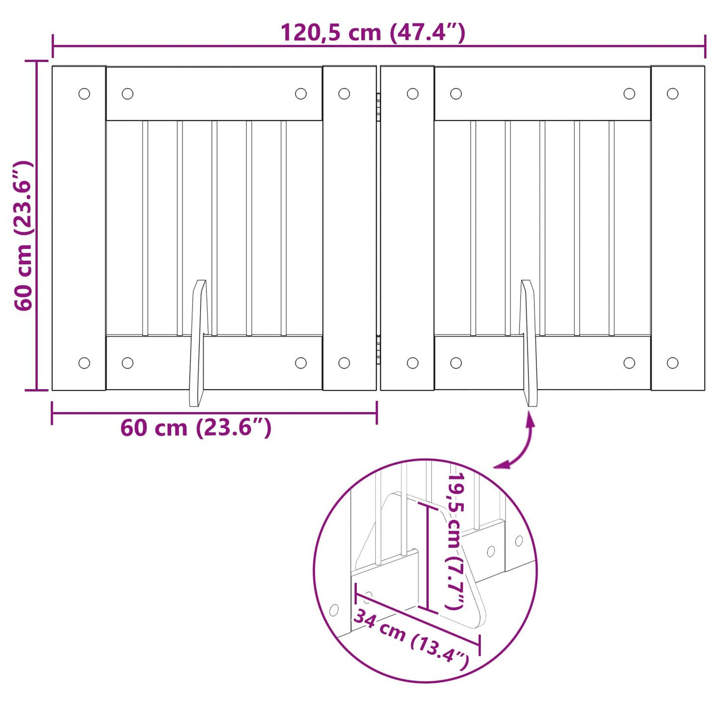 Cancello per cani con supporti 2 pcs Rovere Sonoma 60 x 60 cm | homemem39