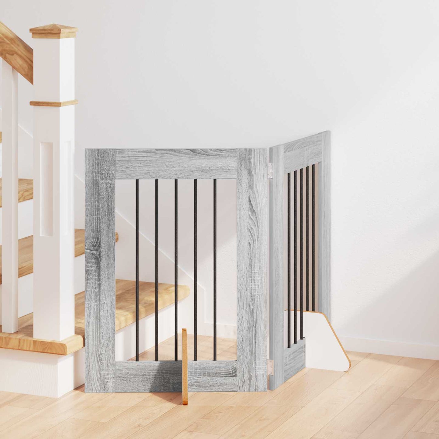 Cancello per cani con supporti 2 pcs Grigio Sonoma 60 x 60 cm | homemem39