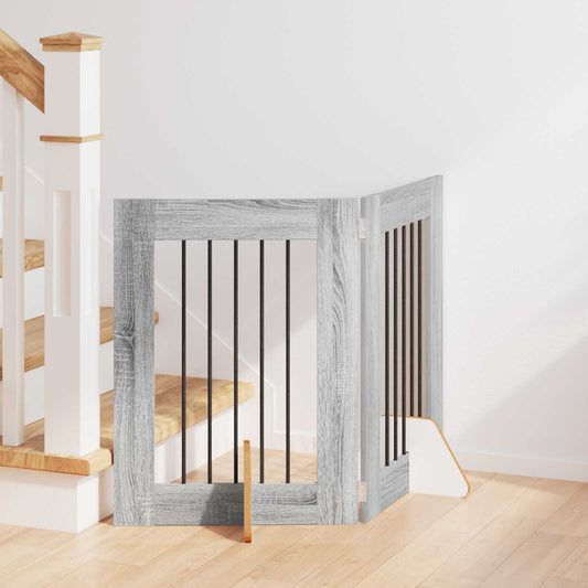 Cancello per cani con supporti 2 pcs Grigio Sonoma 60 x 60 cm | homemem39