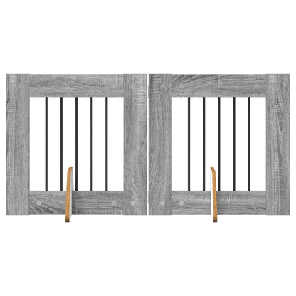 Cancello per cani con supporti 2 pcs Grigio Sonoma 60 x 60 cm | homemem39