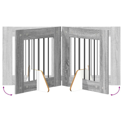 Cancello per cani con supporti 2 pcs Grigio Sonoma 60 x 60 cm | homemem39