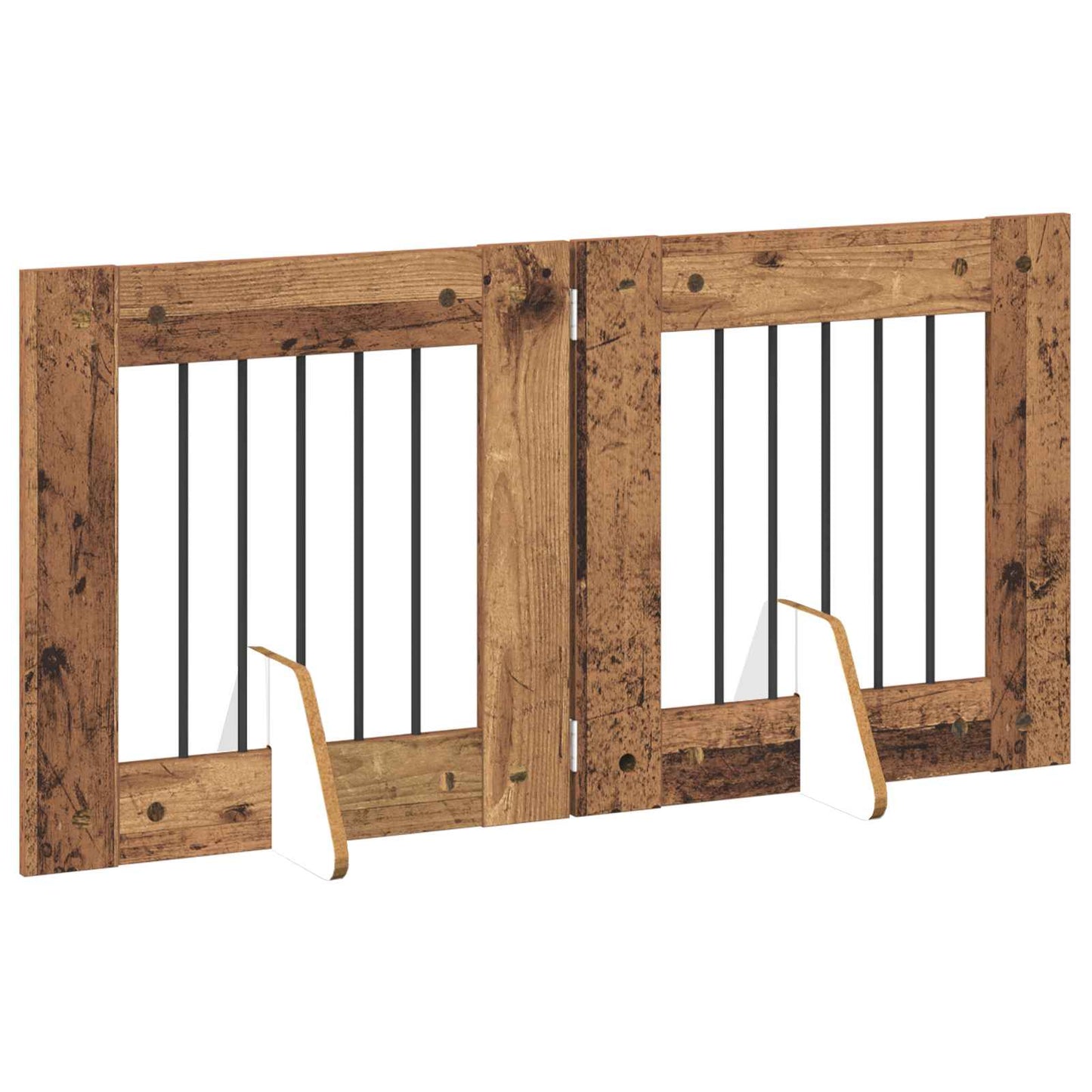 Cancello per cani con supporti 2 pcs Legno antico 60 x 60 cm | homemem39