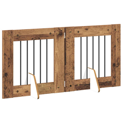 Cancello per cani con supporti 2 pcs Legno antico 60 x 60 cm | homemem39