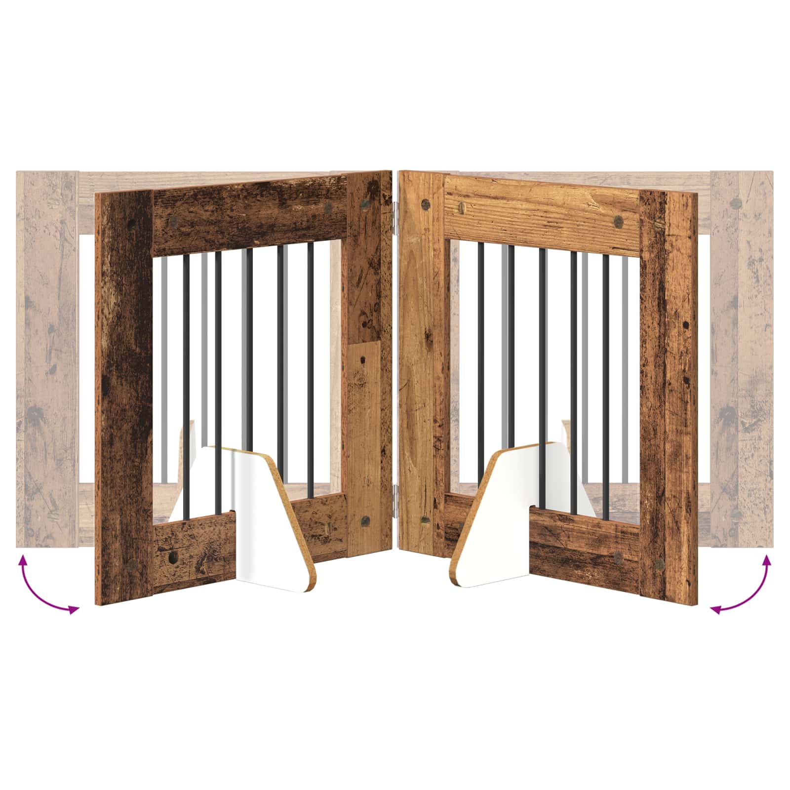 Cancello per cani con supporti 2 pcs Legno antico 60 x 60 cm | homemem39