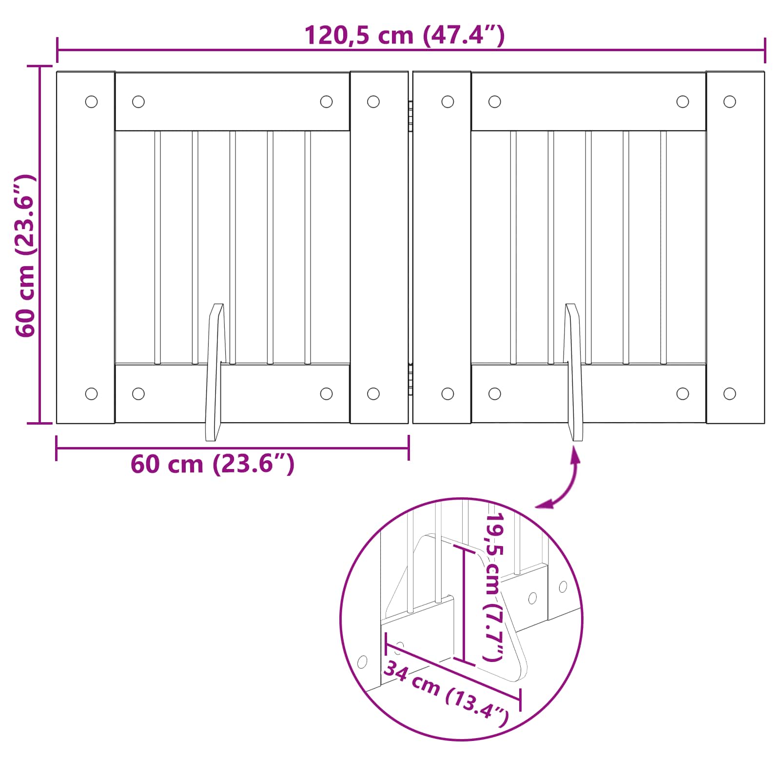 Cancello per cani con supporti 2 pcs Legno antico 60 x 60 cm | homemem39