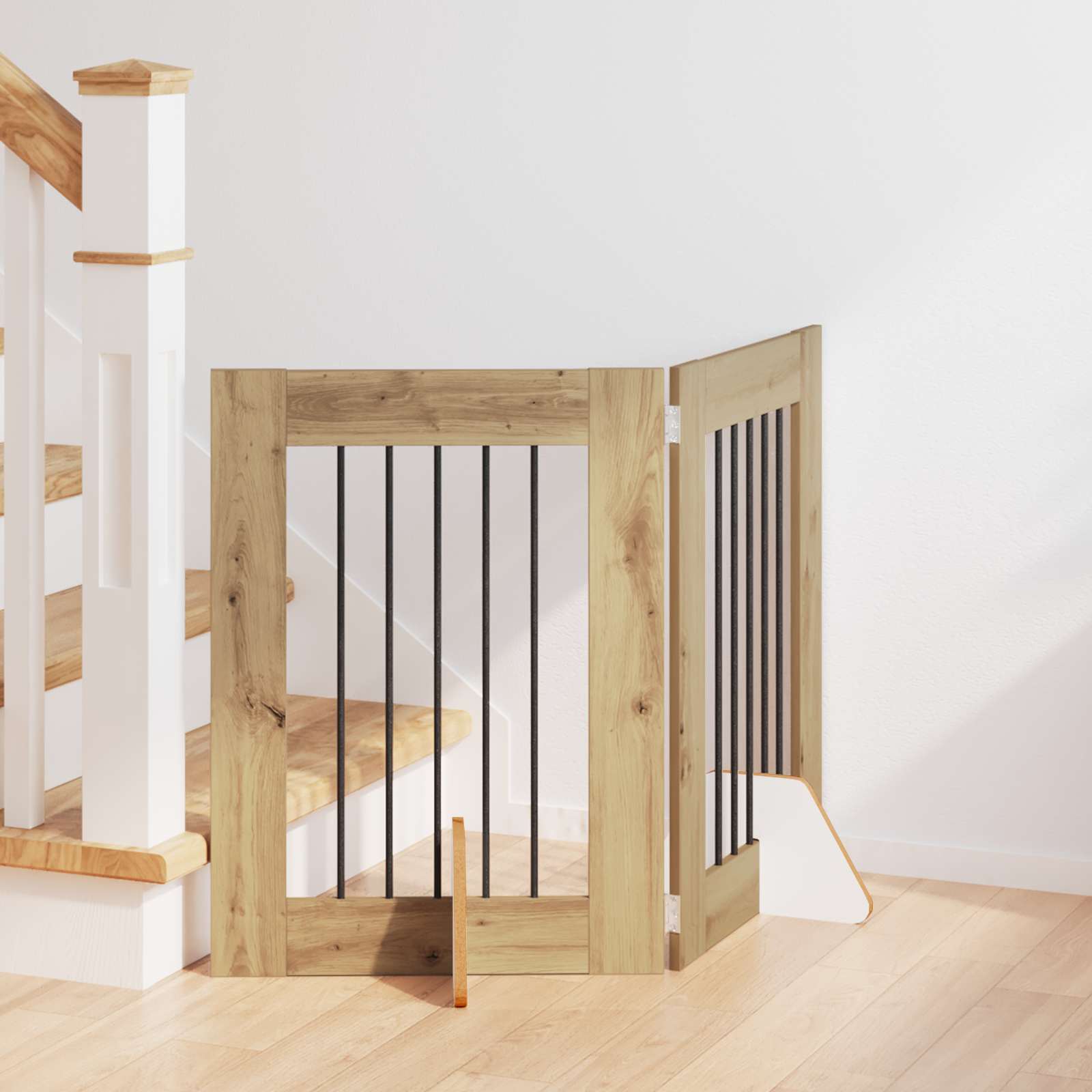 Cancello per cani con supporti 2 pcs Rovere Artigianale | homemem39