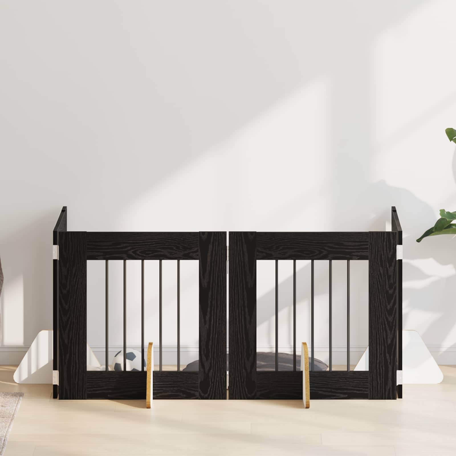 Cancello per cani con supporti 4 pcs Rovere Nero 60 x 60 cm | homemem39