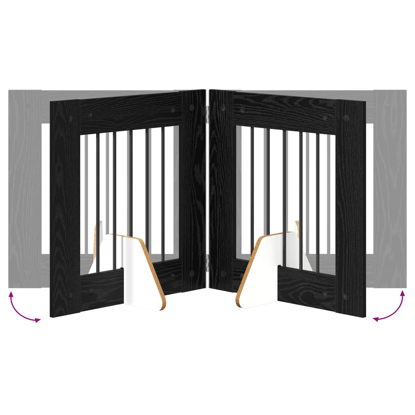 Cancello per cani con supporti 4 pcs Rovere Nero 60 x 60 cm | homemem39