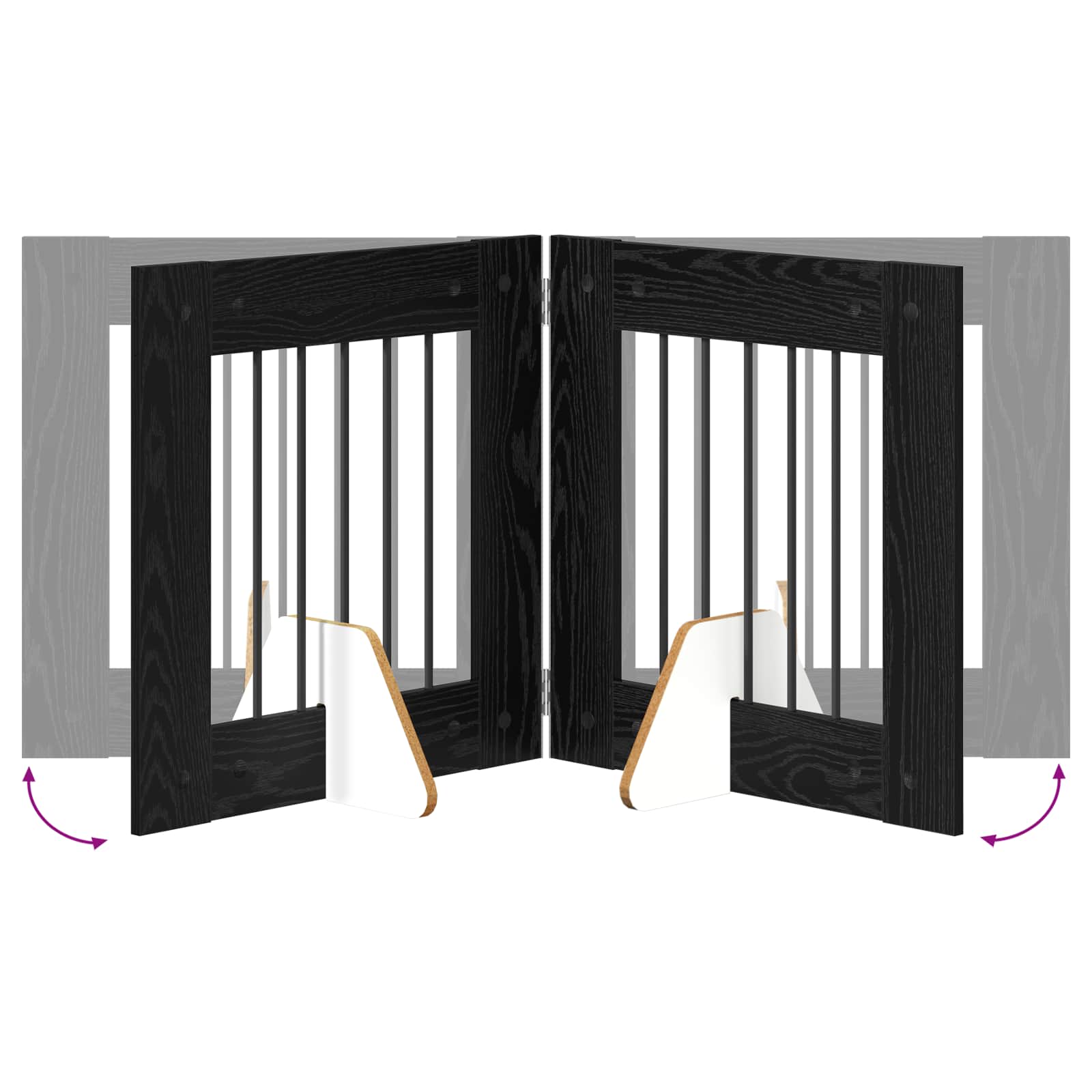Cancello per cani con supporti 4 pcs Rovere Nero 60 x 60 cm | homemem39