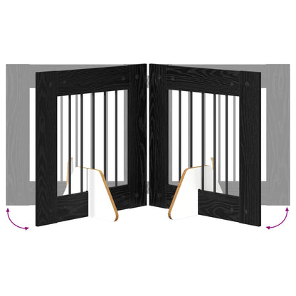 Cancello per cani con supporti 4 pcs Rovere Nero 60 x 60 cm | homemem39