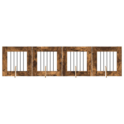 Cancello per cani con supporti 4 pcs Rovere Fumo 60 x 60 cm | homemem39