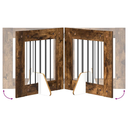 Cancello per cani con supporti 4 pcs Rovere Fumo 60 x 60 cm | homemem39