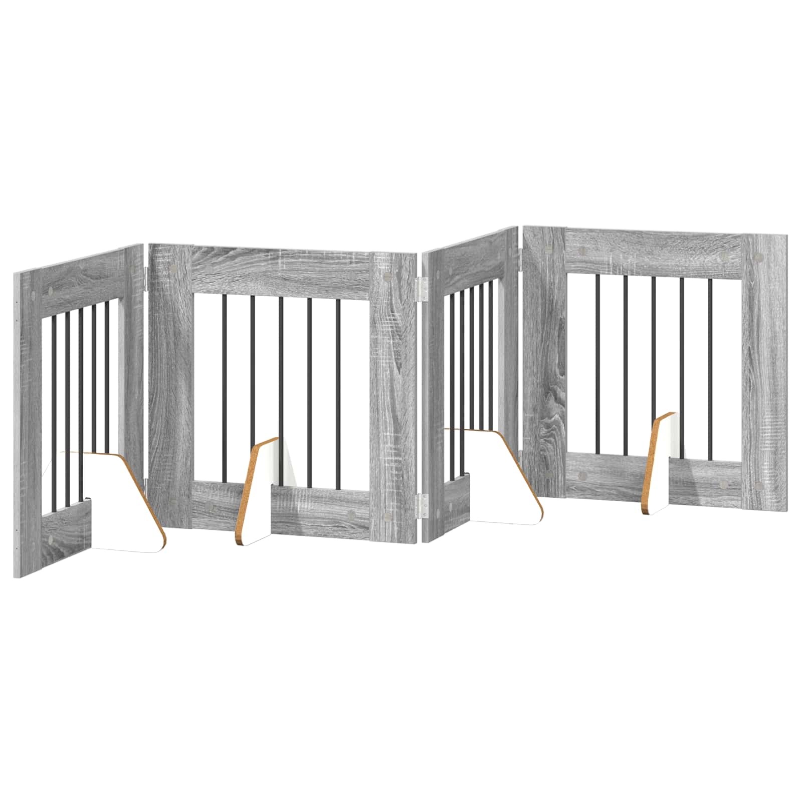 Cancello per cani con supporti 4 pcs Grigio Sonoma 60 x 60 cm | homemem39