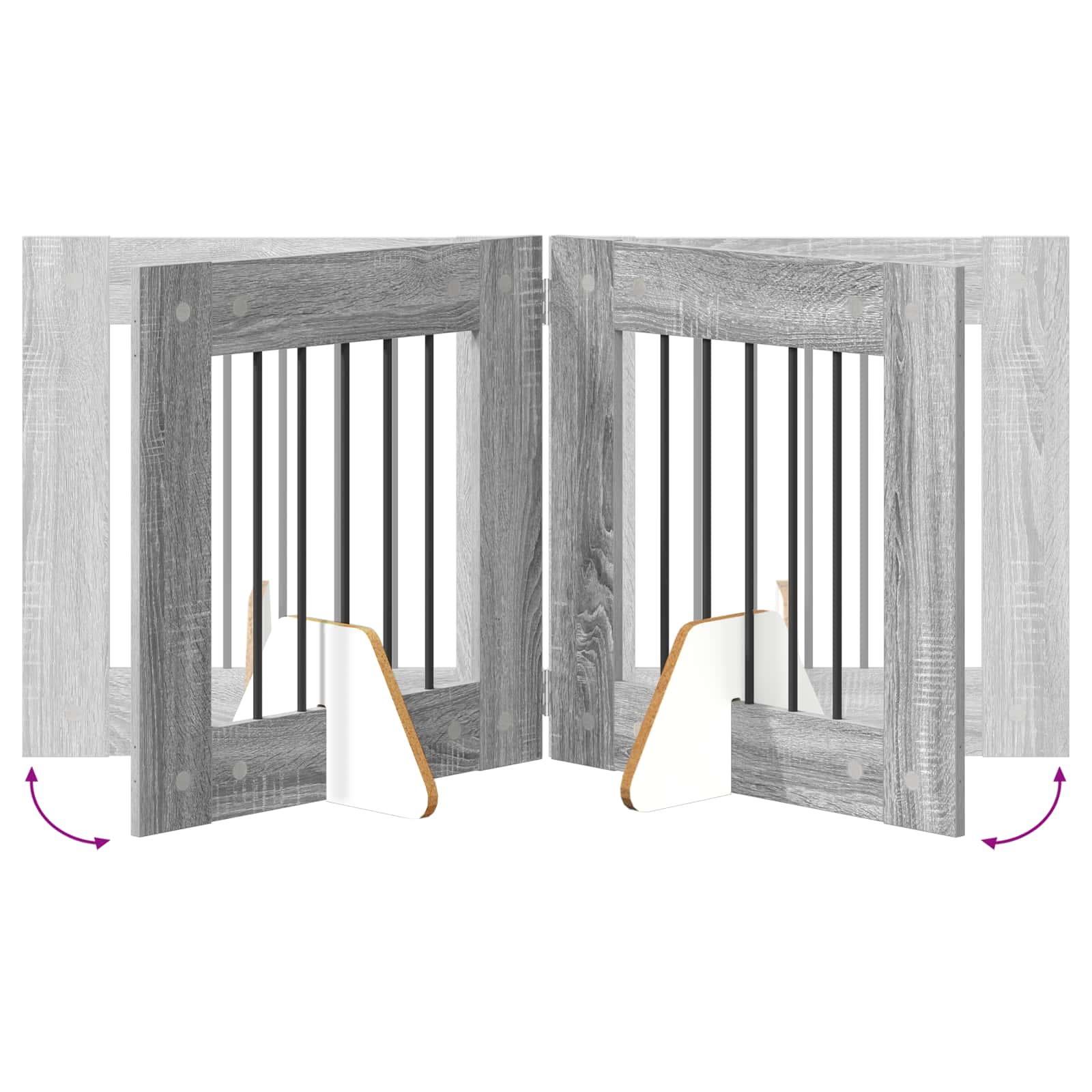 Cancello per cani con supporti 4 pcs Grigio Sonoma 60 x 60 cm | homemem39