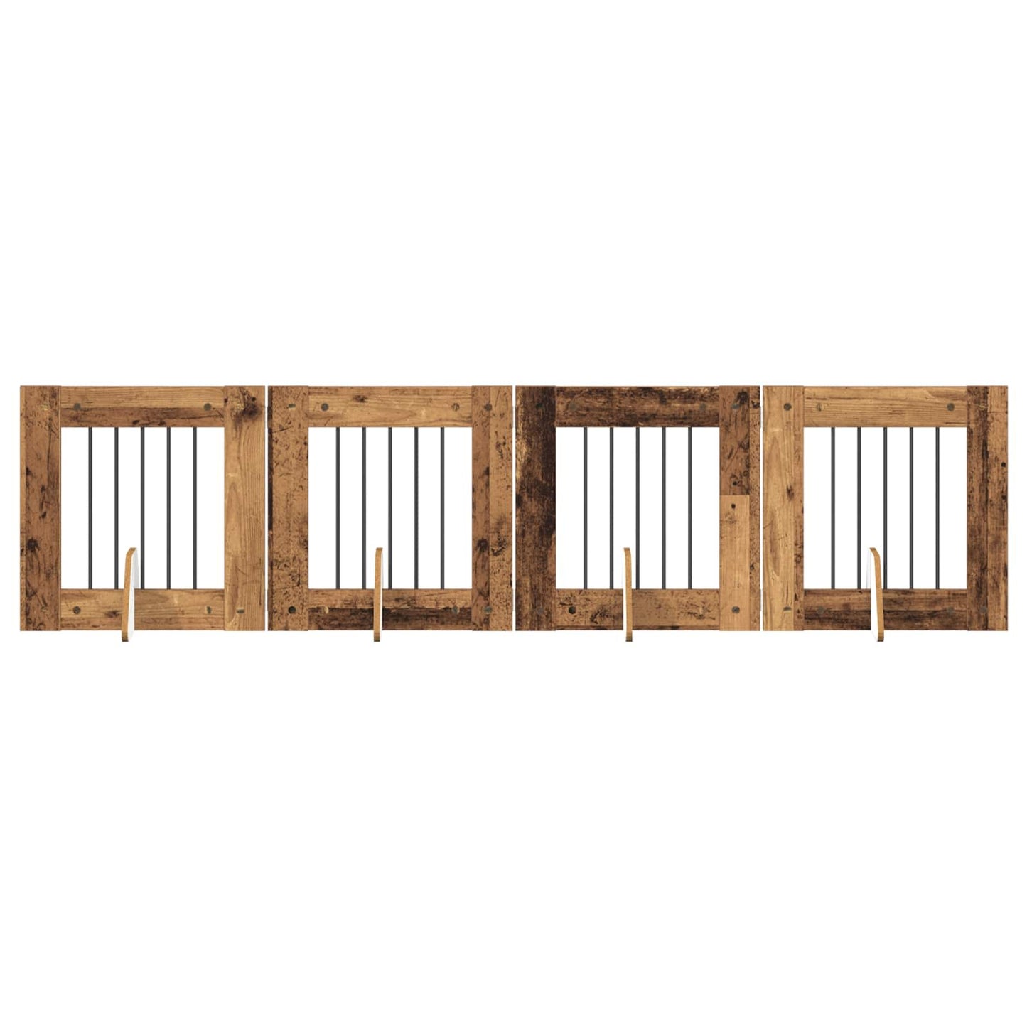 Cancello per cani con supporti 4 pcs Legno antico 60 x 60 cm | homemem39