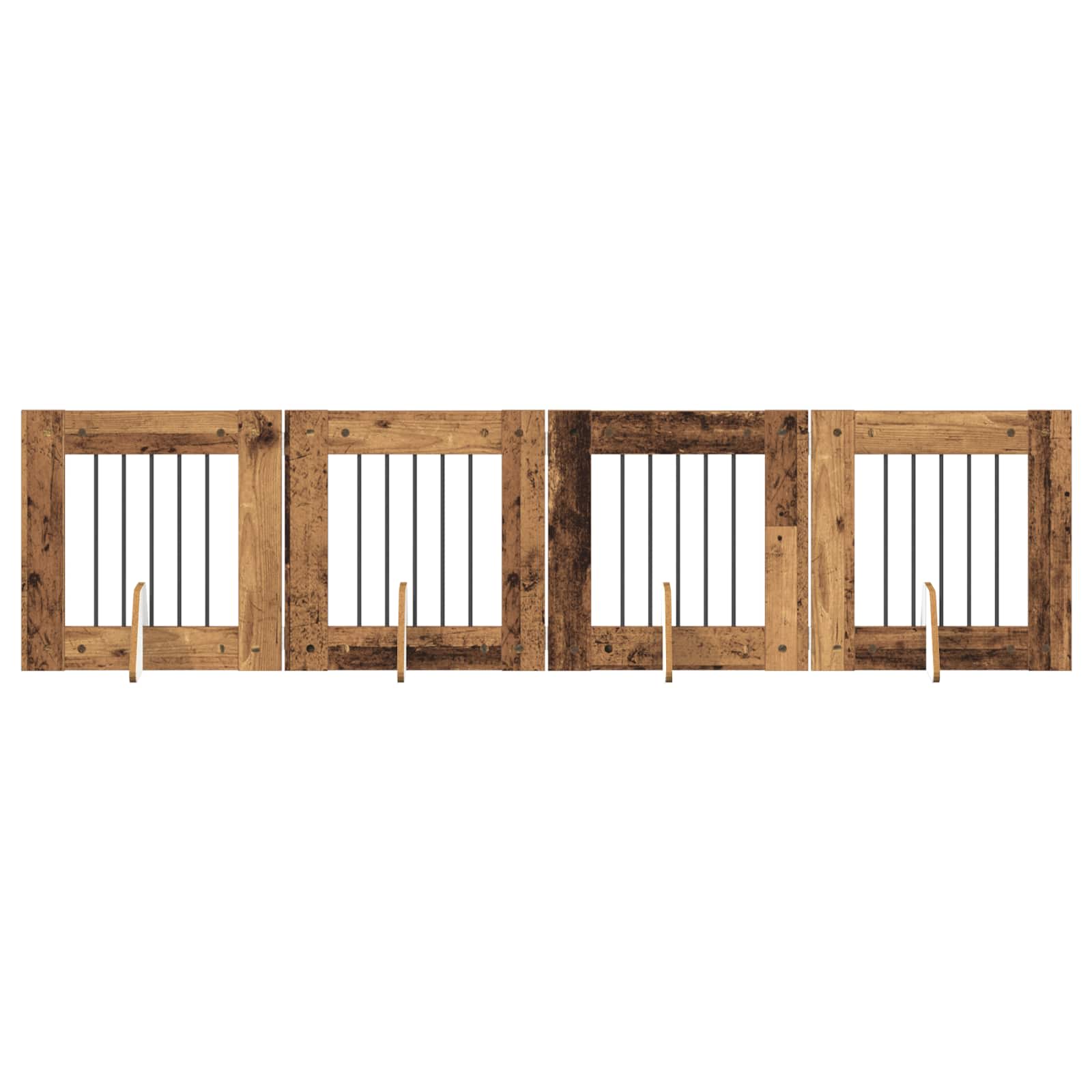 Cancello per cani con supporti 4 pcs Legno antico 60 x 60 cm | homemem39