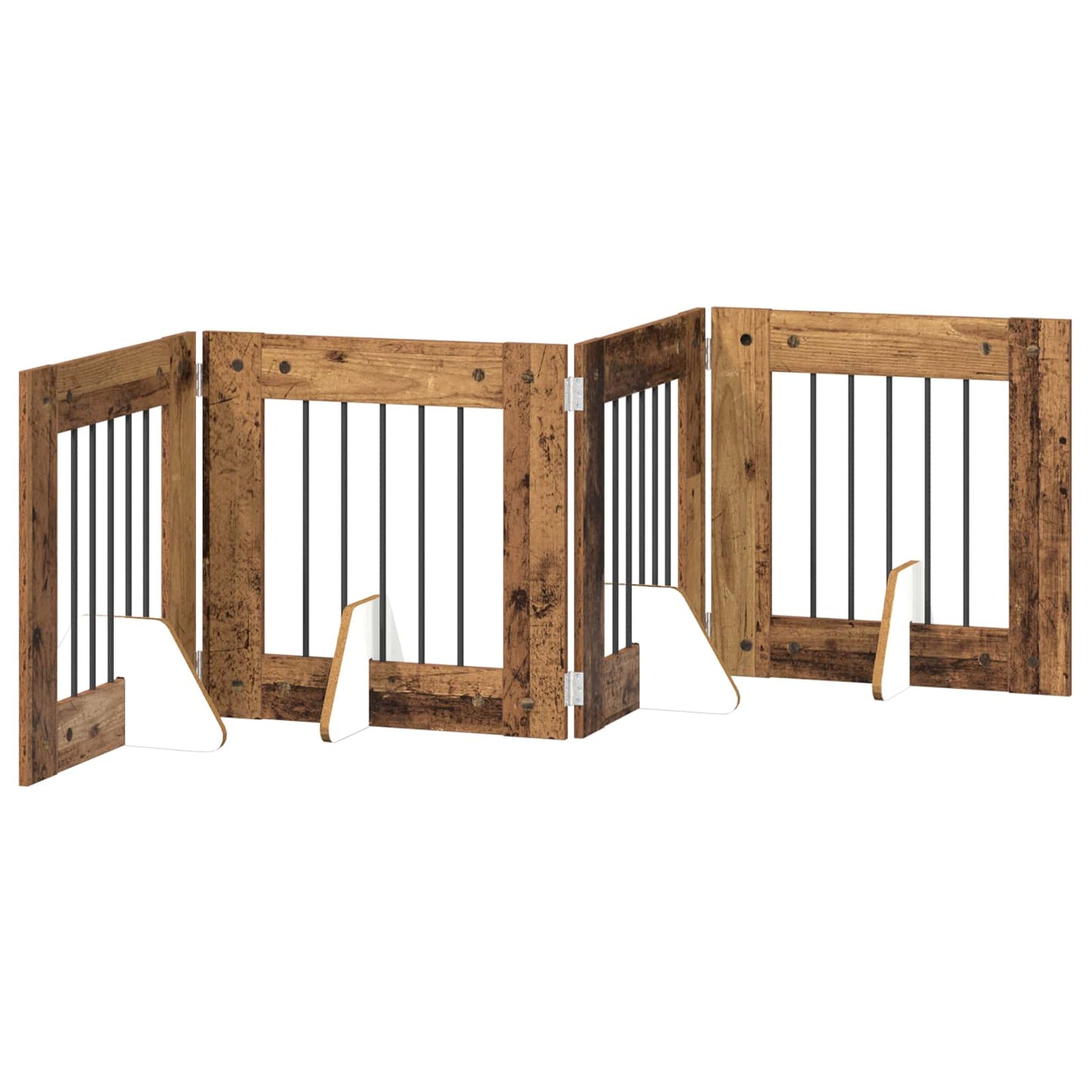 Cancello per cani con supporti 4 pcs Legno antico 60 x 60 cm | homemem39