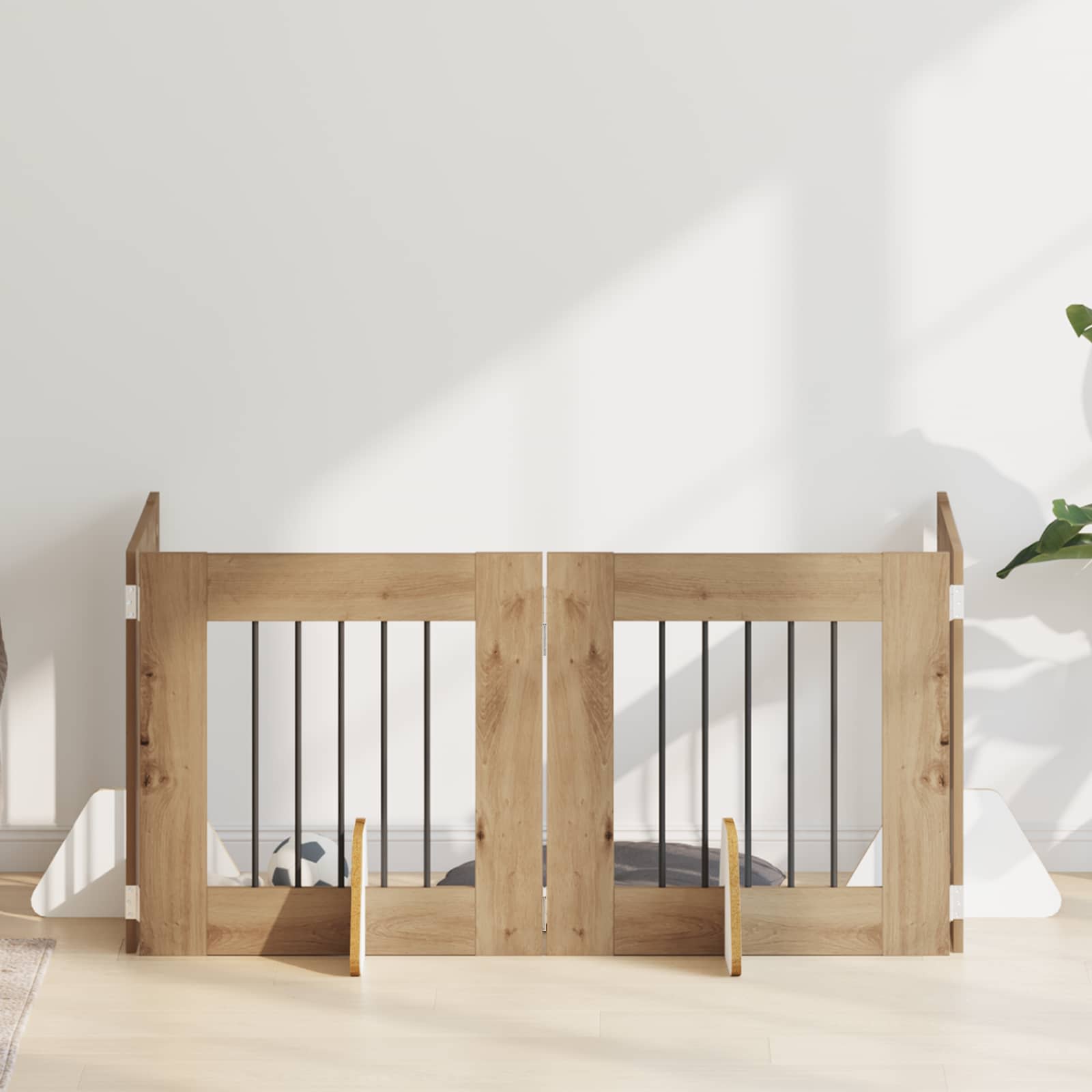 Cancello per cani con supporti 4 pcs Rovere Artigianale | homemem39
