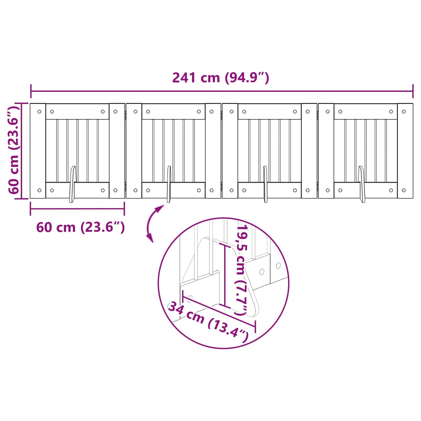 Cancello per cani con supporti 4 pcs Rovere Artigianale | homemem39