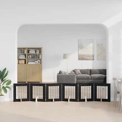 Cancello per cani con supporti 6 pcs Rovere Nero 60 x 60 cm | homemem39