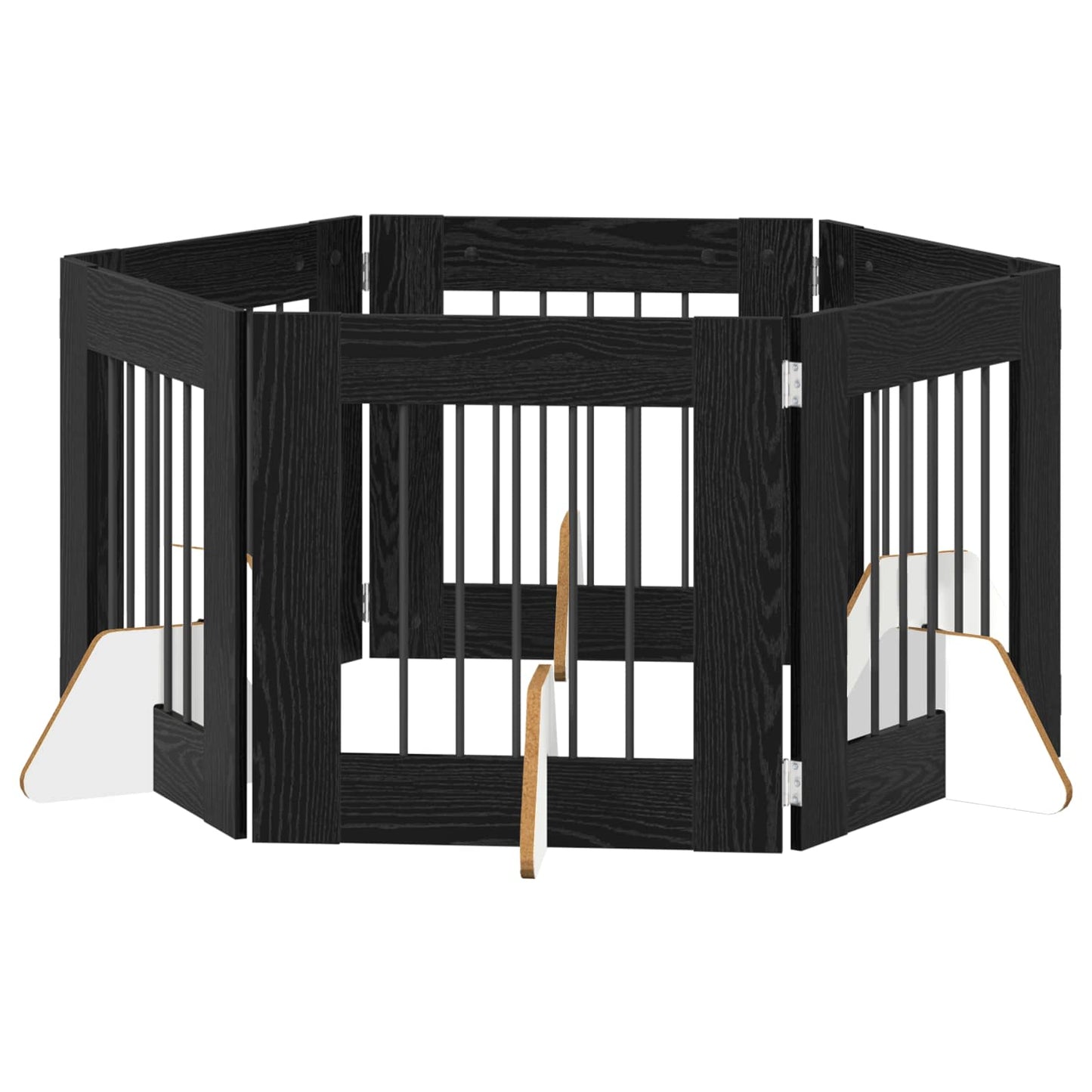 Cancello per cani con supporti 6 pcs Rovere Nero 60 x 60 cm | homemem39