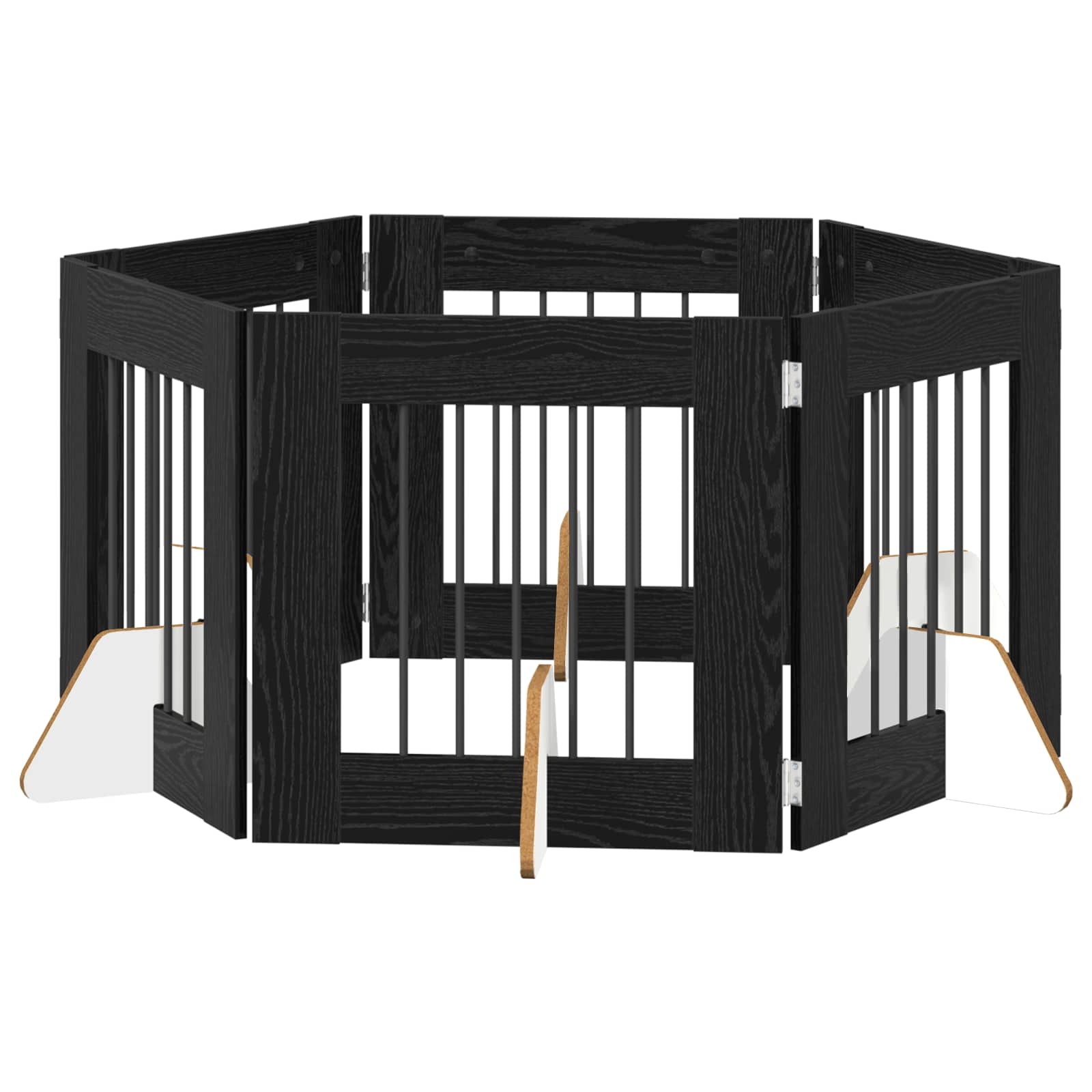 Cancello per cani con supporti 6 pcs Rovere Nero 60 x 60 cm | homemem39