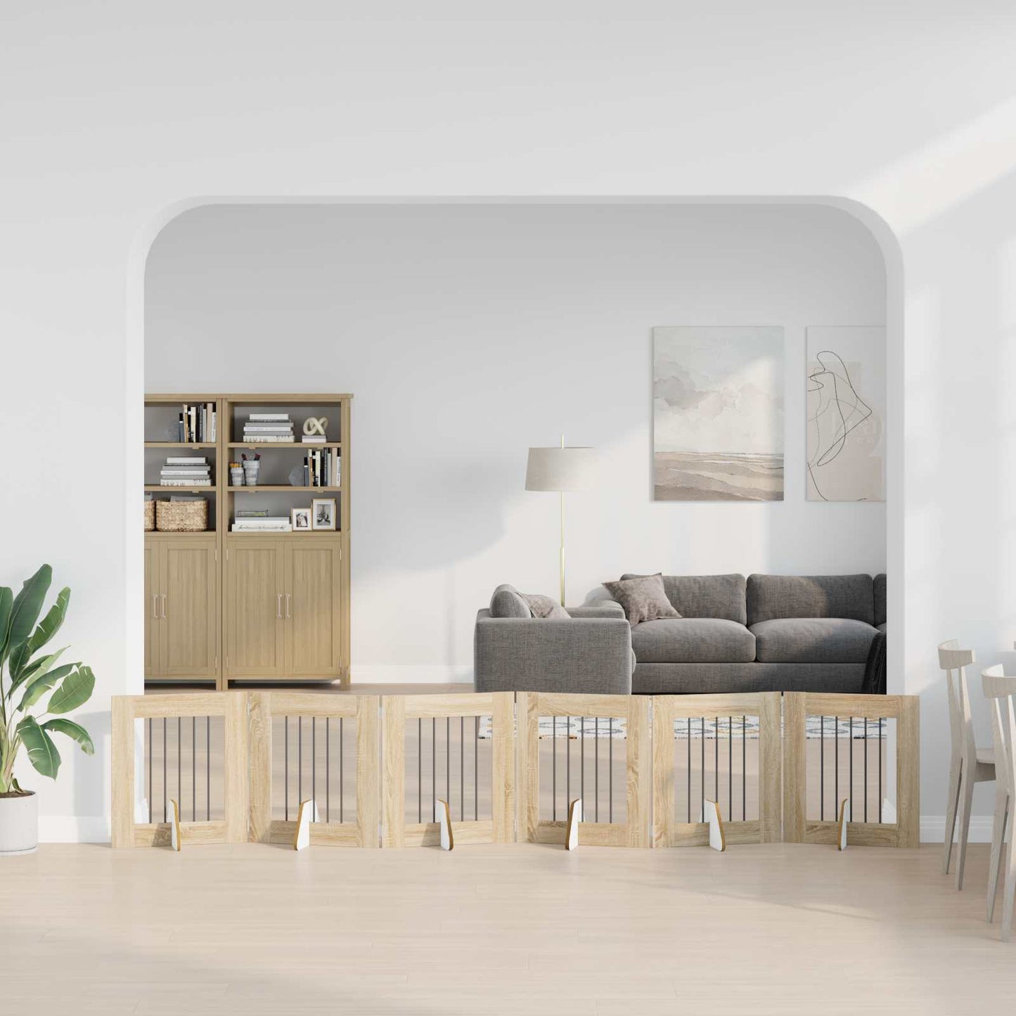 Cancello per cani con supporti 6 pcs Rovere Sonoma 60 x 60 cm | homemem39