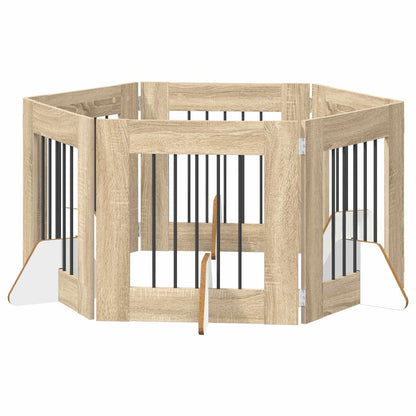 Cancello per cani con supporti 6 pcs Rovere Sonoma 60 x 60 cm | homemem39