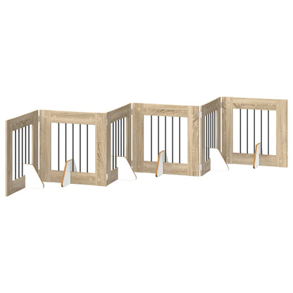Cancello per cani con supporti 6 pcs Rovere Sonoma 60 x 60 cm | homemem39