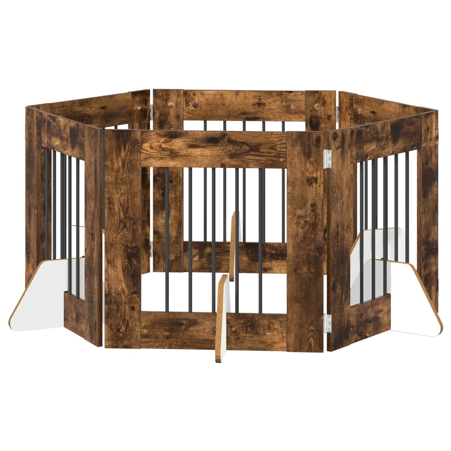 Cancello per cani con supporti 6 pcs Rovere Fumo 60 x 60 cm | homemem39