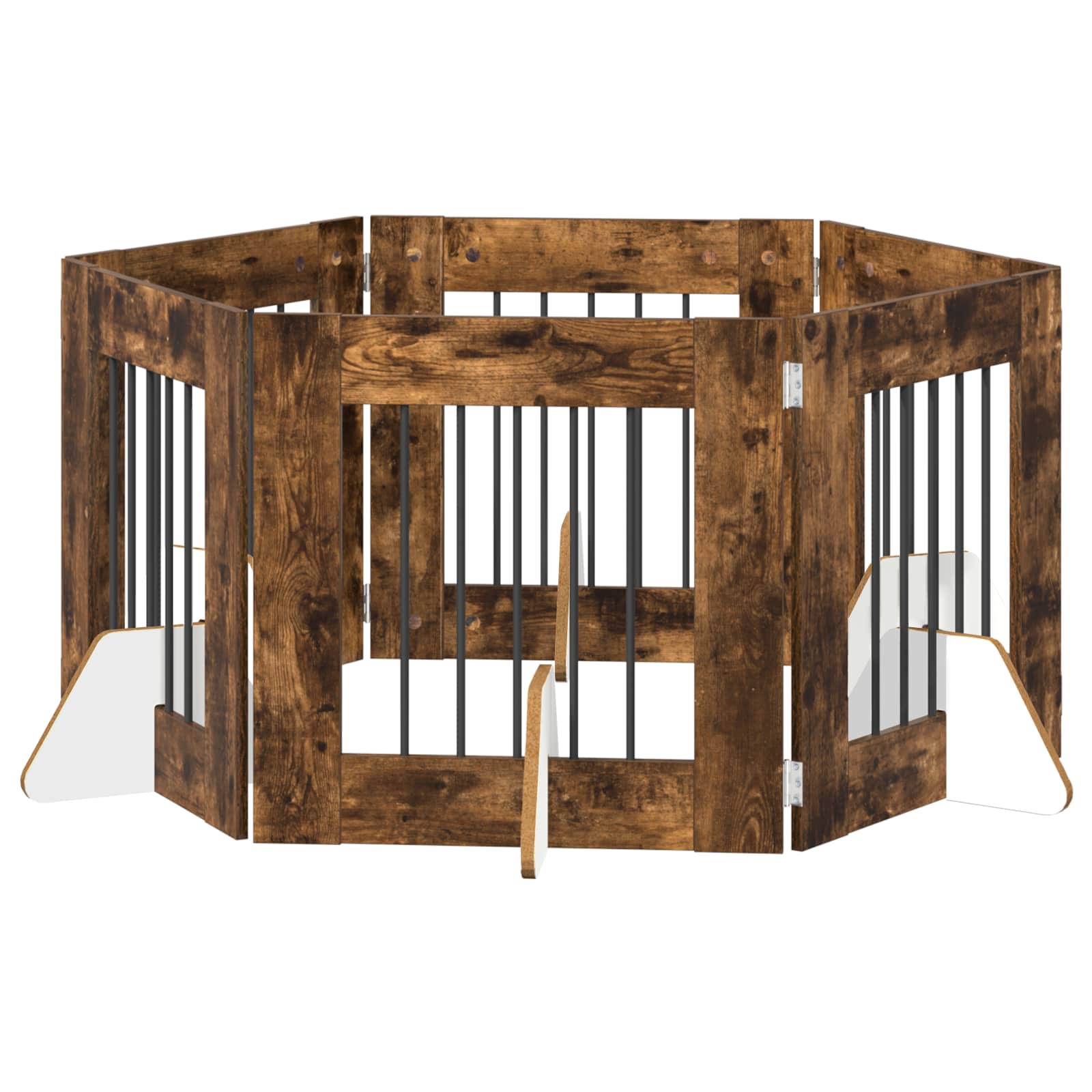 Cancello per cani con supporti 6 pcs Rovere Fumo 60 x 60 cm | homemem39