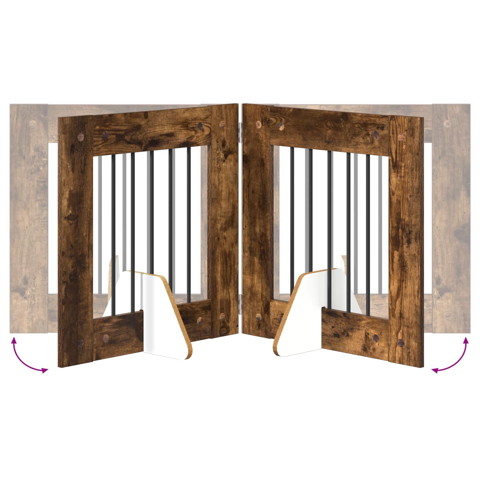 Cancello per cani con supporti 6 pcs Rovere Fumo 60 x 60 cm | homemem39