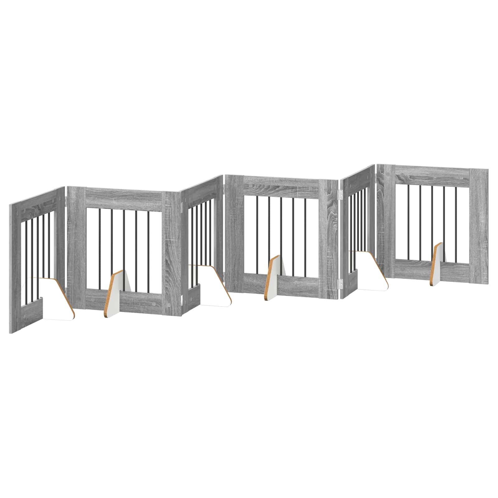 Cancello per cani con supporti 6 pcs Grigio Sonoma 60 x 60 cm | homemem39