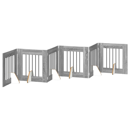 Cancello per cani con supporti 6 pcs Grigio Sonoma 60 x 60 cm | homemem39